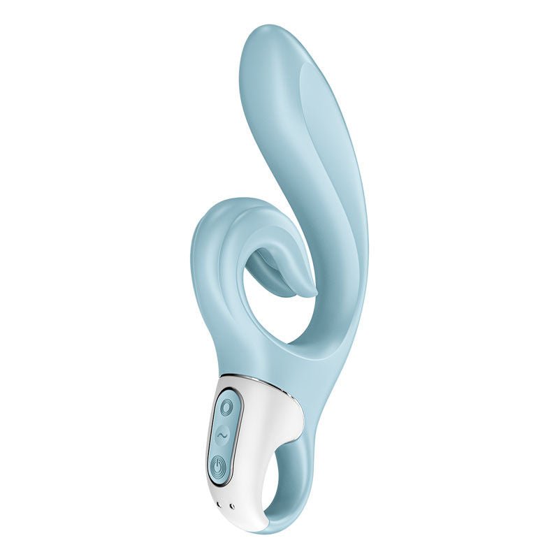 Satisfyer - love me - rabbit vibrator - blue - Product side view  | Flirtybay.com.au